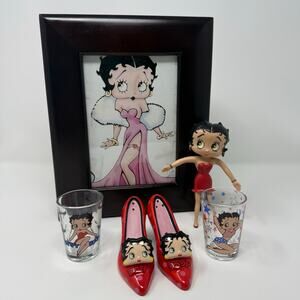 Betty Boop Collection Salt & Pepper Shaker, Shot Glasses, Bendable Betty Boop